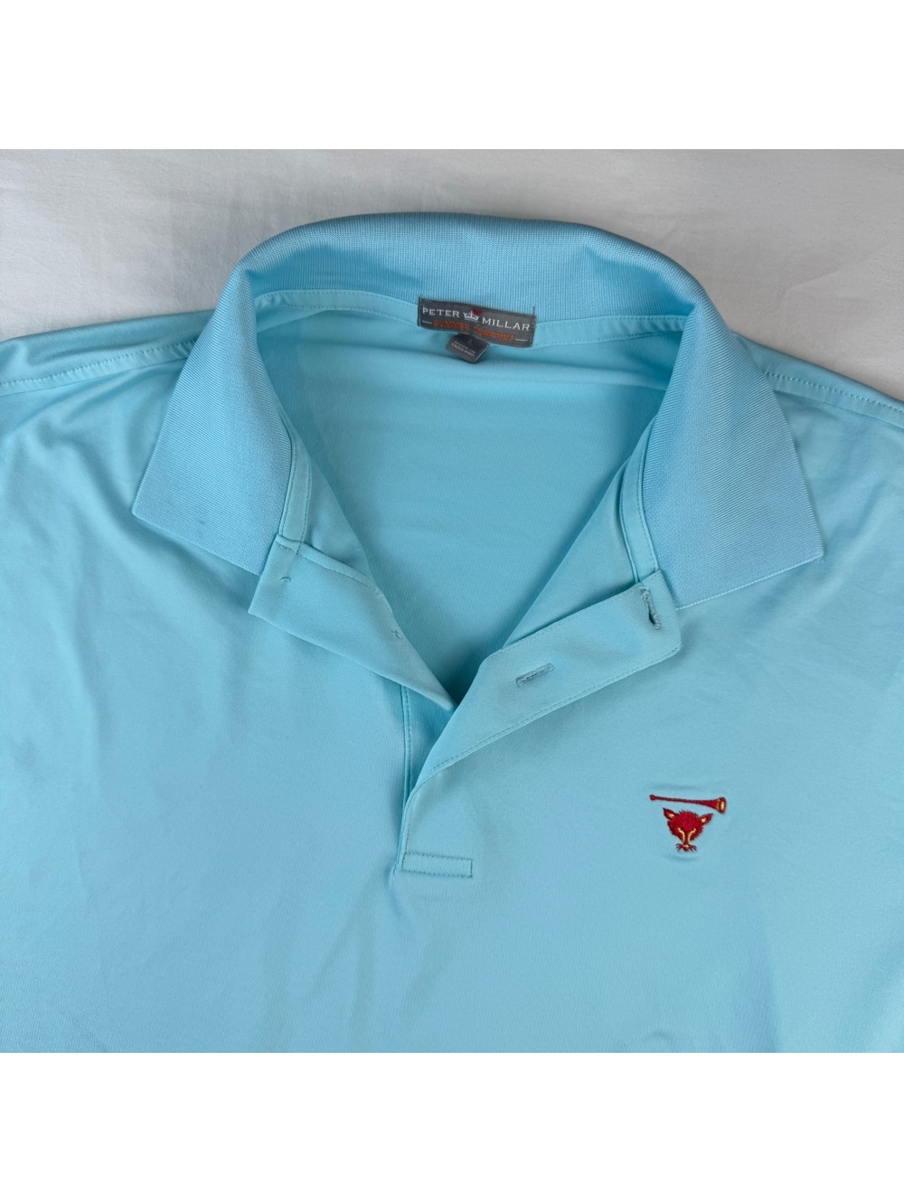 Peter Millar Summer Comfort Light Blue Polo Shirt Size L Mens PERFORMANCE Golf